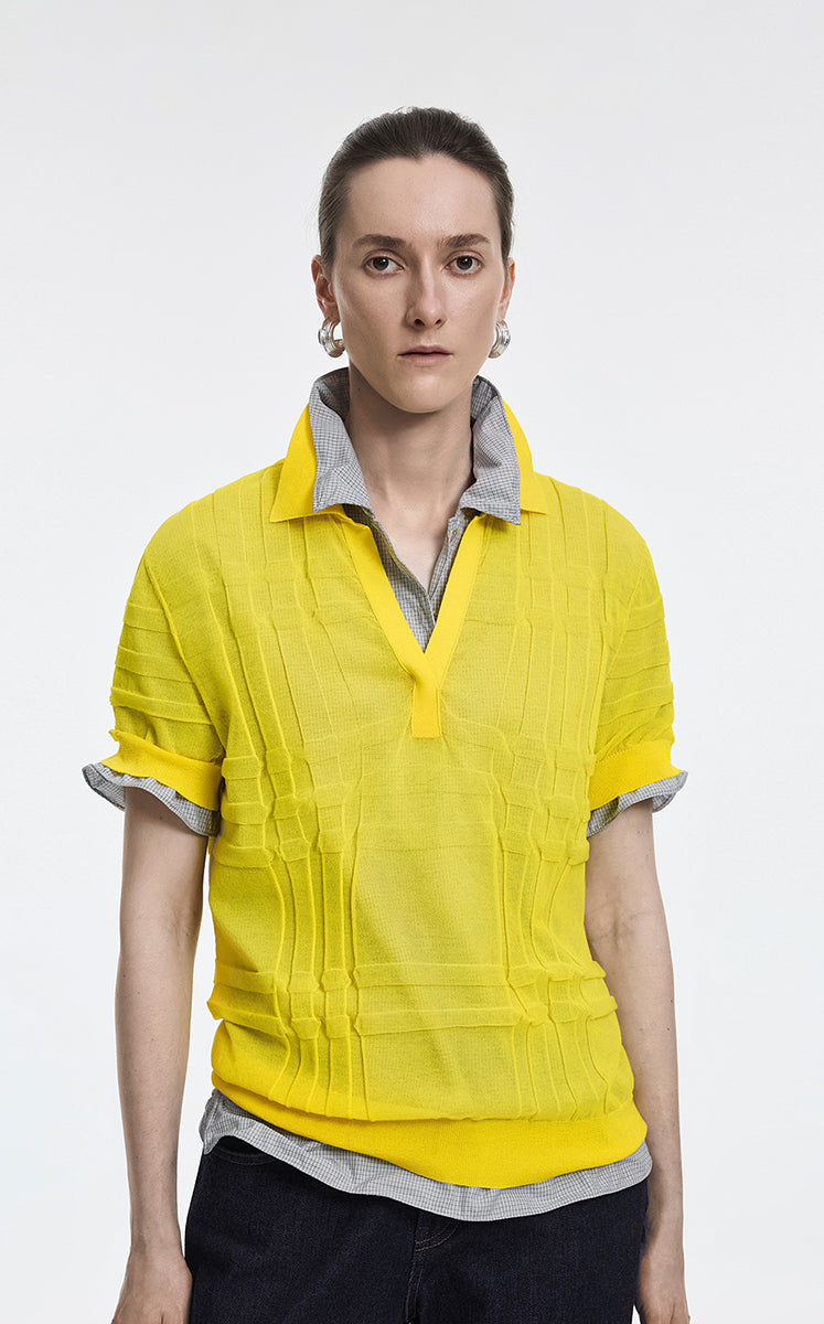 Polo Shirt / JNBY Layered Two-Piece Textured Jacquard Knit Polo