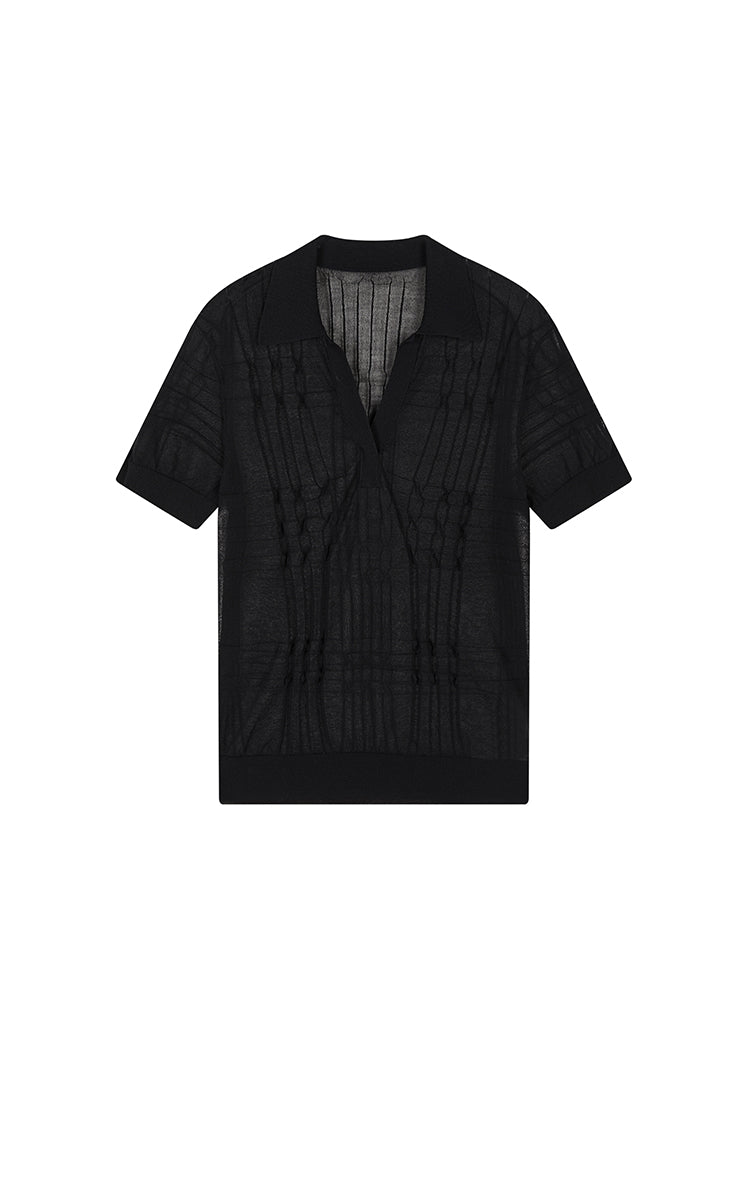 Polo Shirt / JNBY Layered Two-Piece Textured Jacquard Knit Polo