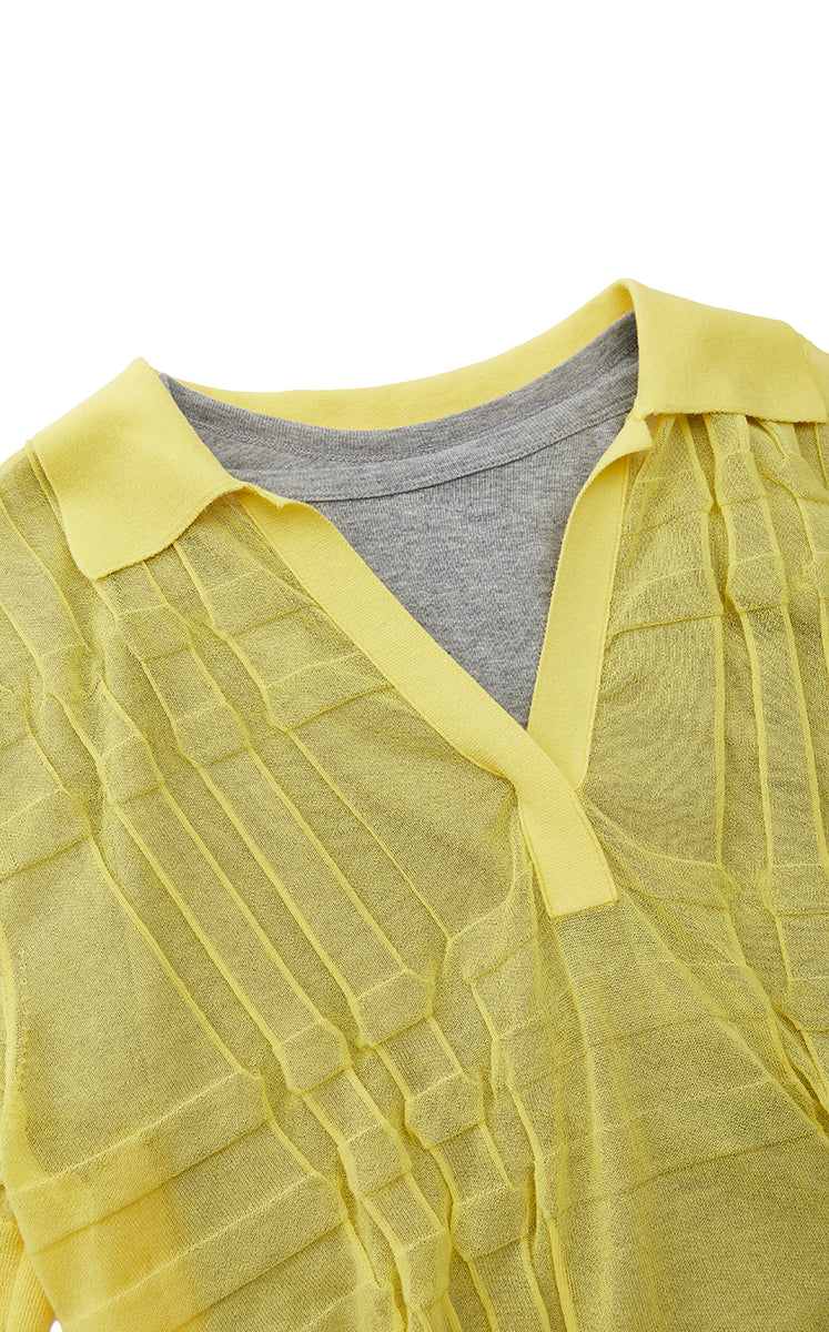 Polo Shirt / JNBY Layered Two-Piece Textured Jacquard Knit Polo