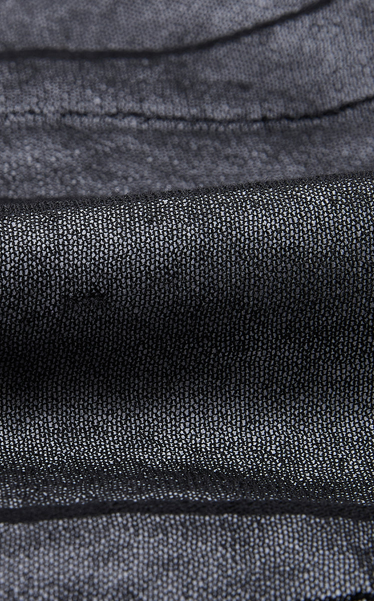 Polo Shirt / JNBY Layered Two-Piece Textured Jacquard Knit Polo Heather Black Assortment-1