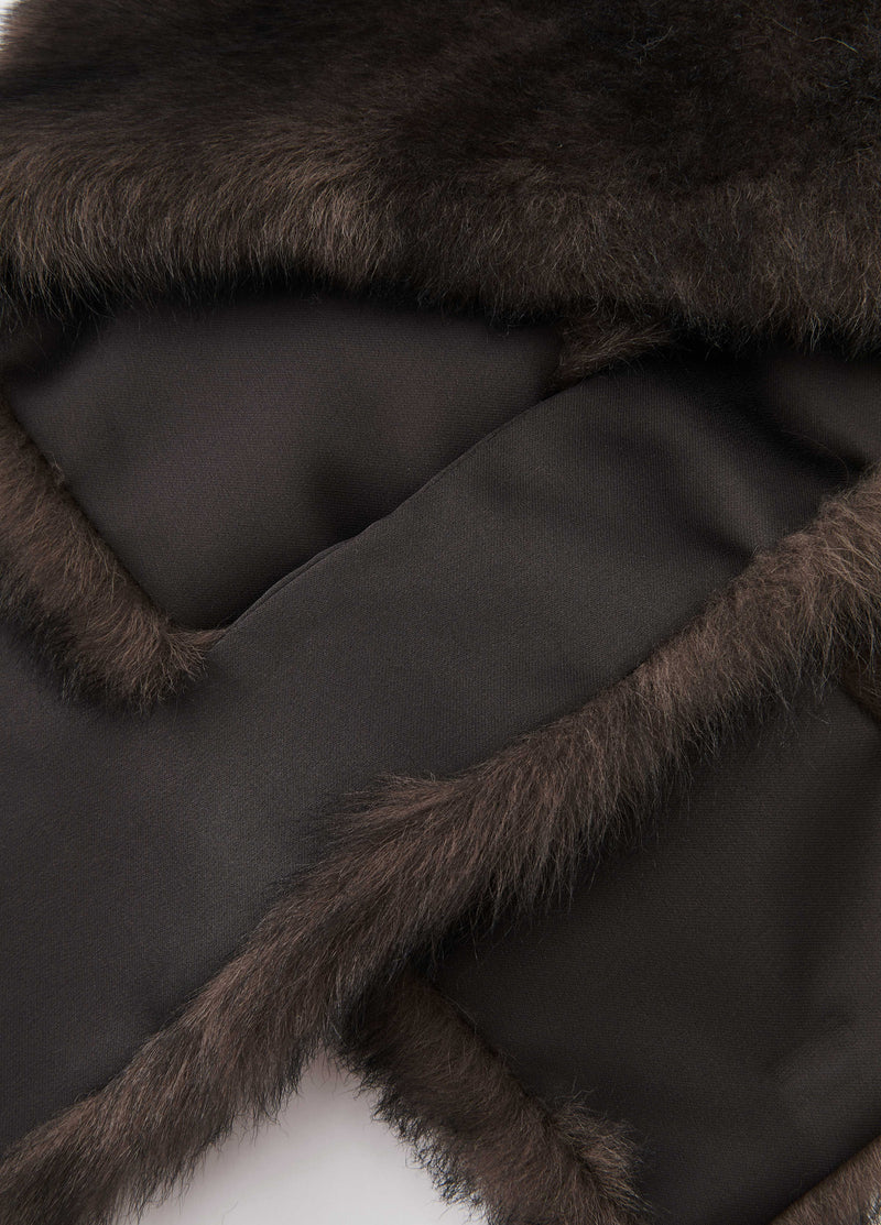 Scarf / JNBY Wool Shearling Oversized Scarf Carbon Black-2