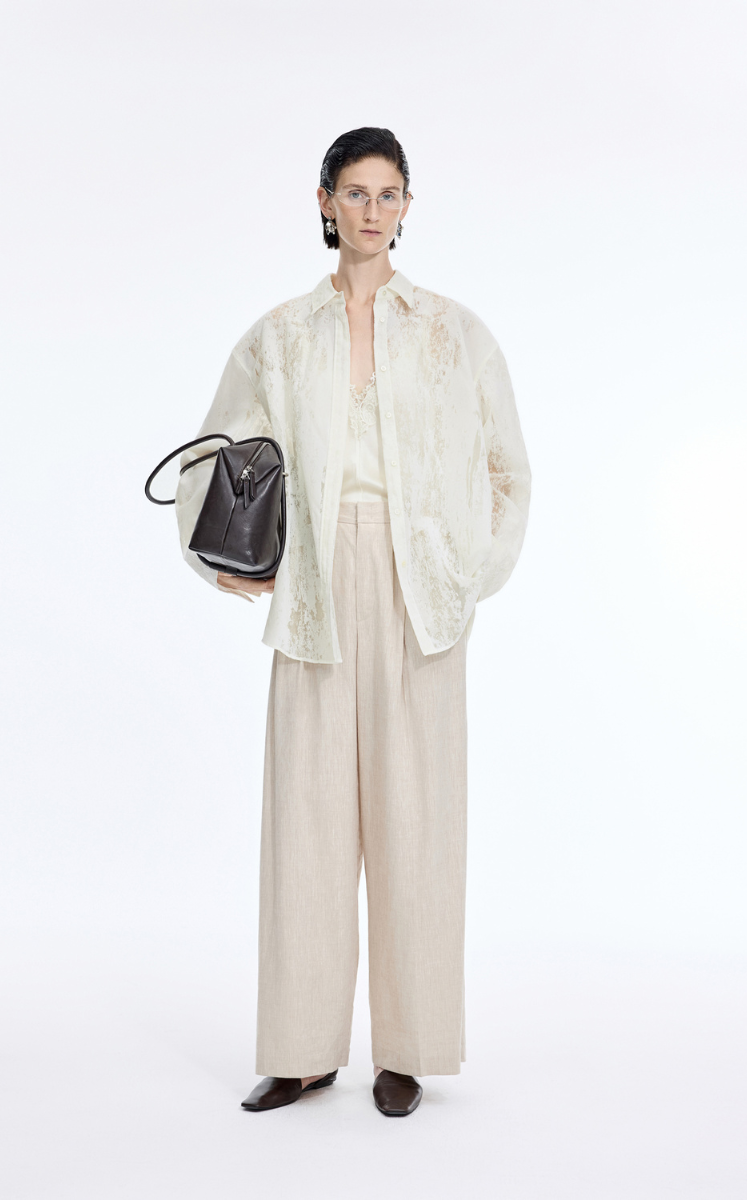 Shirt / JNBY Artistic Flocked Texture Shirt White