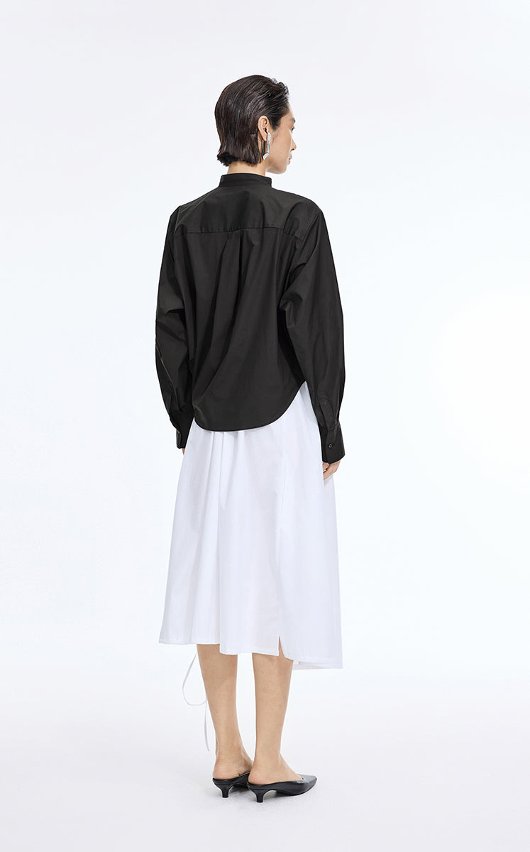Shirt / JNBY Deconstructed Collar Cotton Blend Poplin Shirt