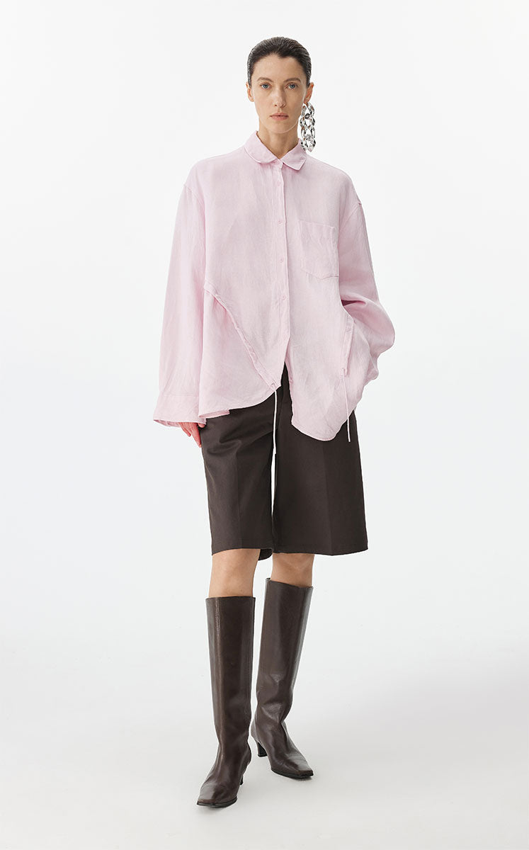 Shirt / JNBY Drawstring Oversized Hemp Shirt Pink