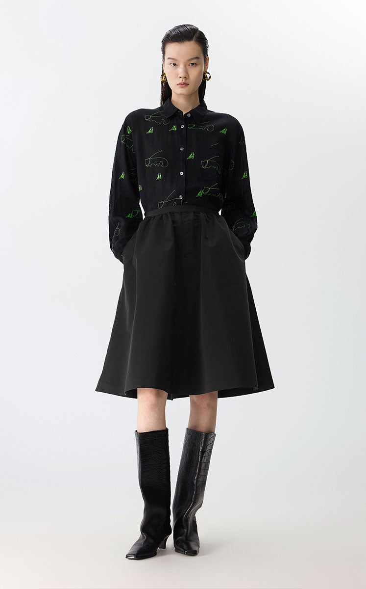 Shirt / JNBY Eco Embroidered Linen Shirt Black