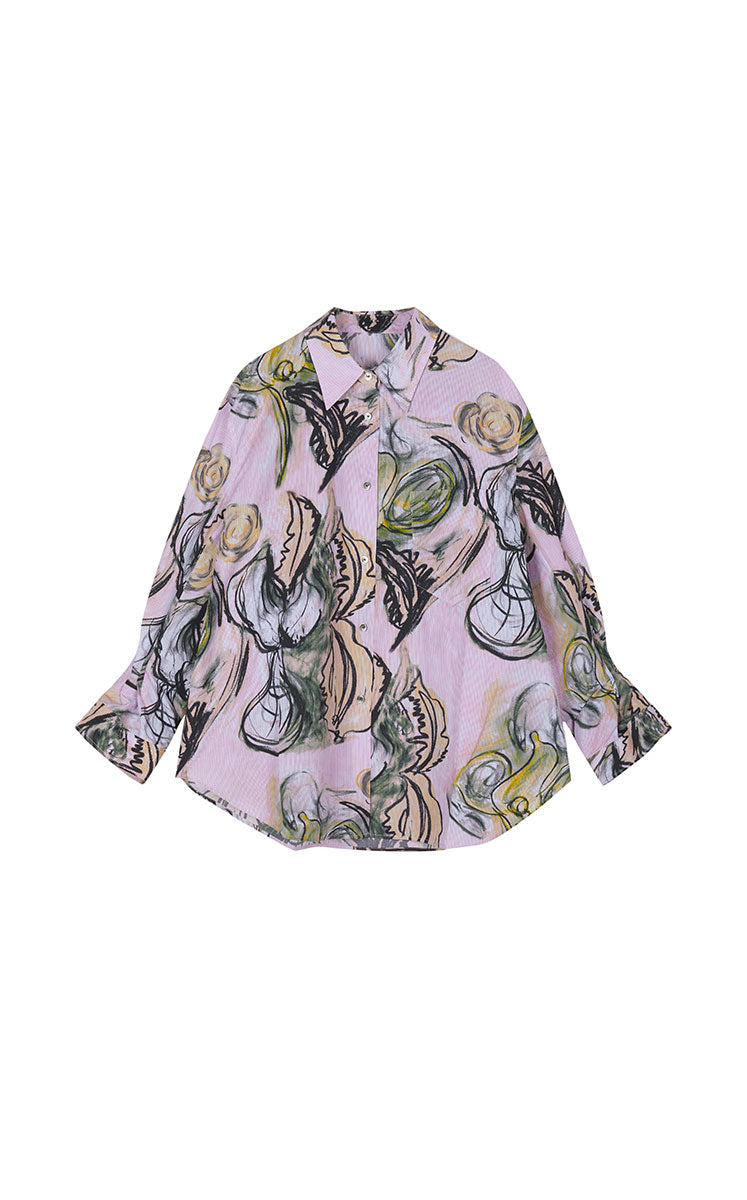 Shirt / JNBY Floral Knot-Draped Corduroy Shirt