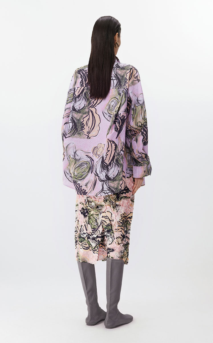 Shirt / JNBY Floral Knot-Draped Corduroy Shirt