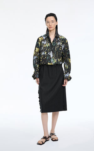 Shirt / JNBY Floral Print Oversize Cotton Shirt Yellow-Black