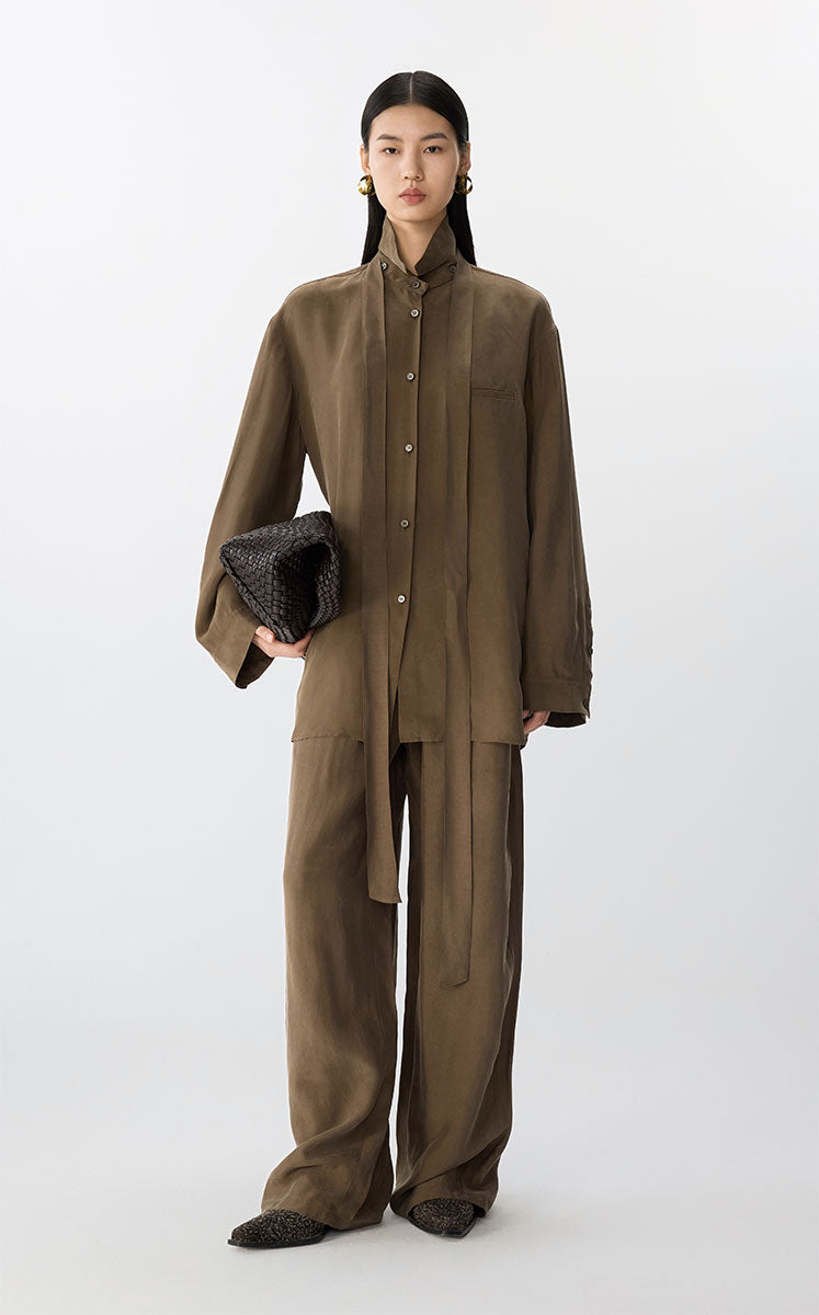 Shirt / JNBY Luxe Brushed Long-Sleeve Shirt Brown