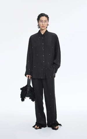 Shirt / JNBY Metallic Embellished Cupro Oversized Shirt Grey Marl
