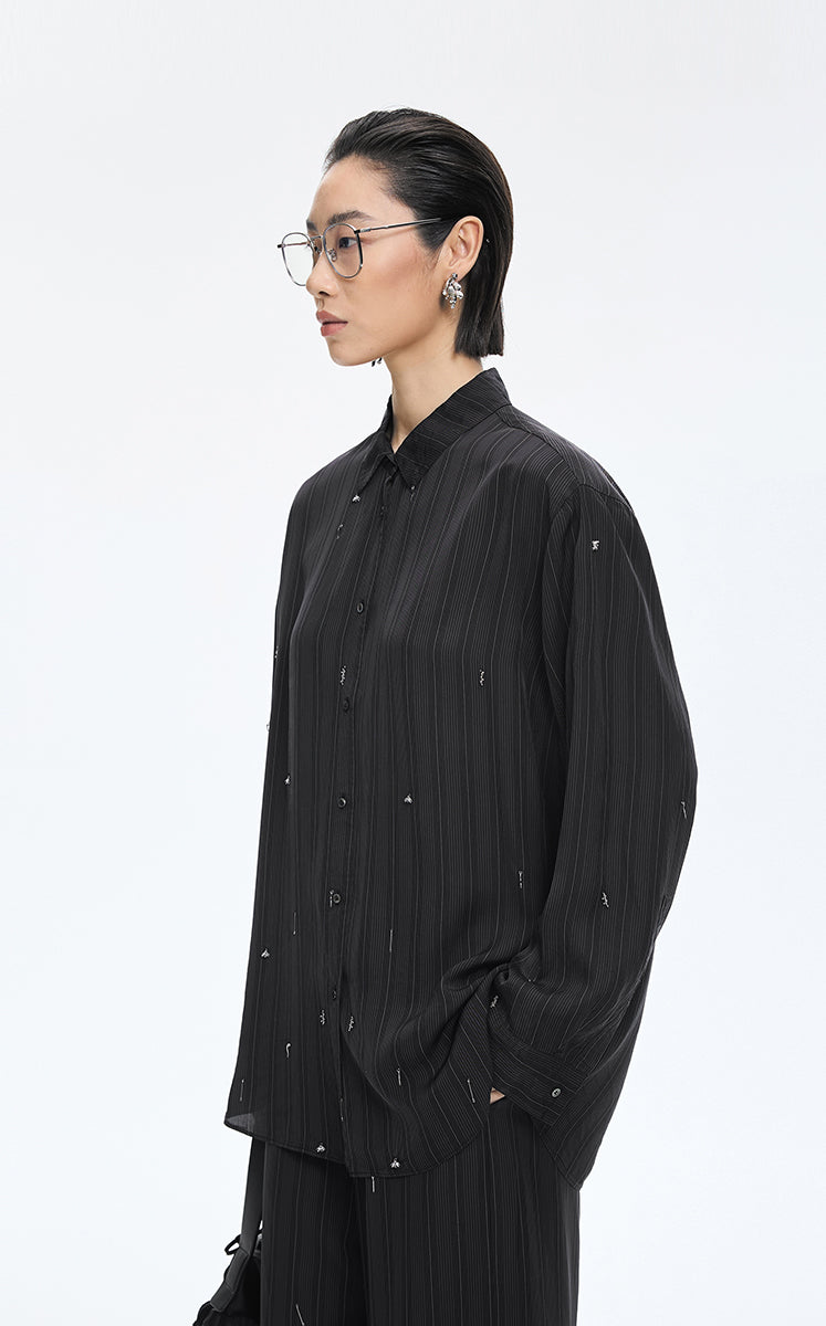 Shirt / JNBY Metallic Embellished Cupro Oversized Shirt