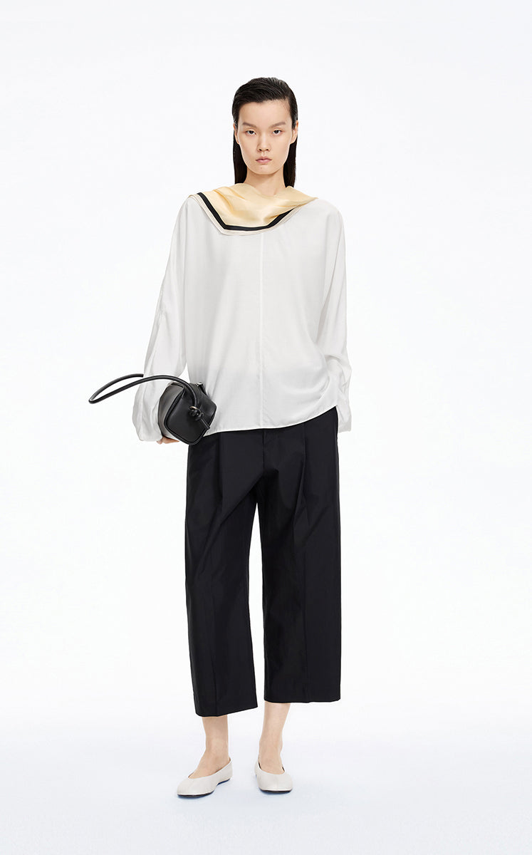 Shirt / JNBY Oversize Cotton-Silk Dolman Sleeve Top White