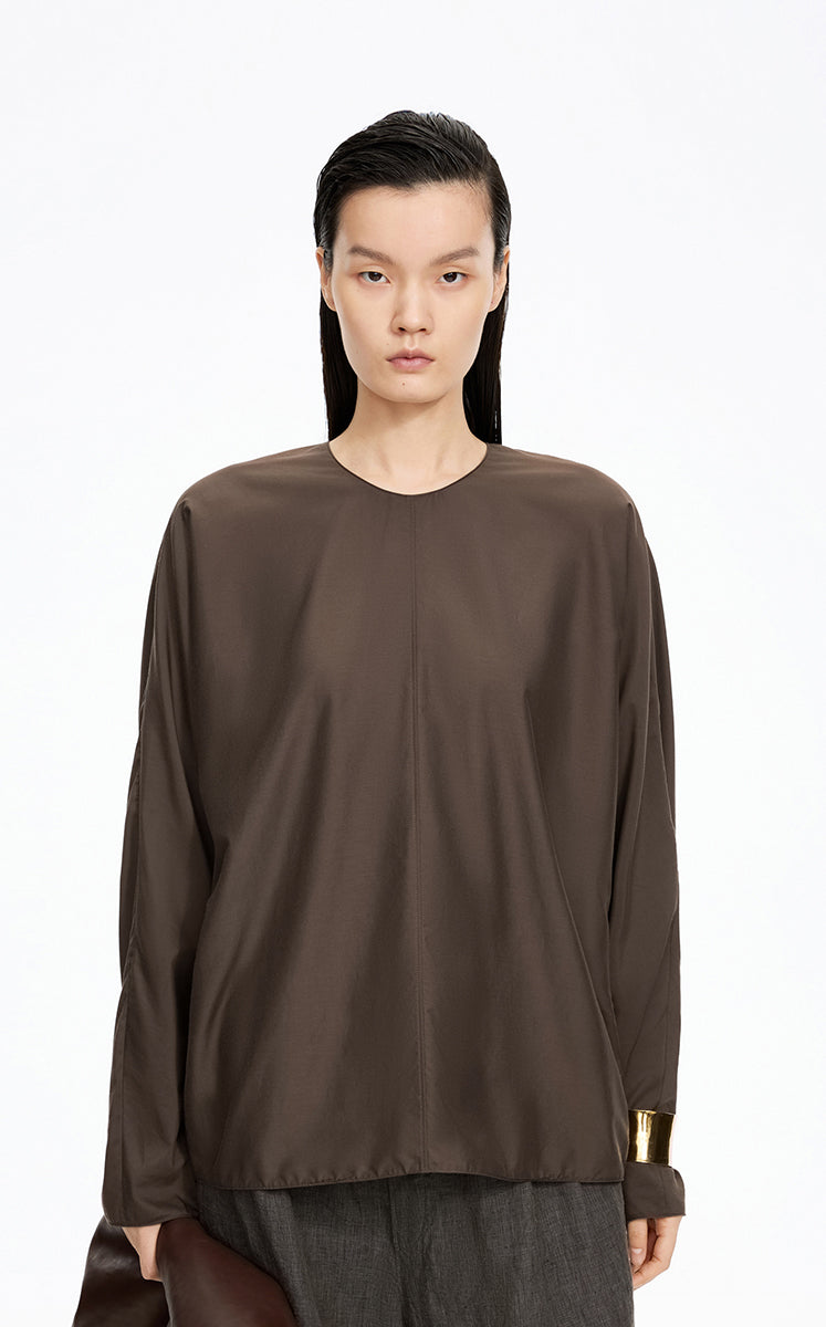 Shirt / JNBY Oversize Cotton-Silk Dolman Sleeve Top