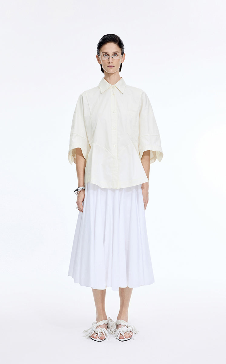Shirt / JNBY Oversized Cutout Short Sleeve Cotton Shirt Ecru