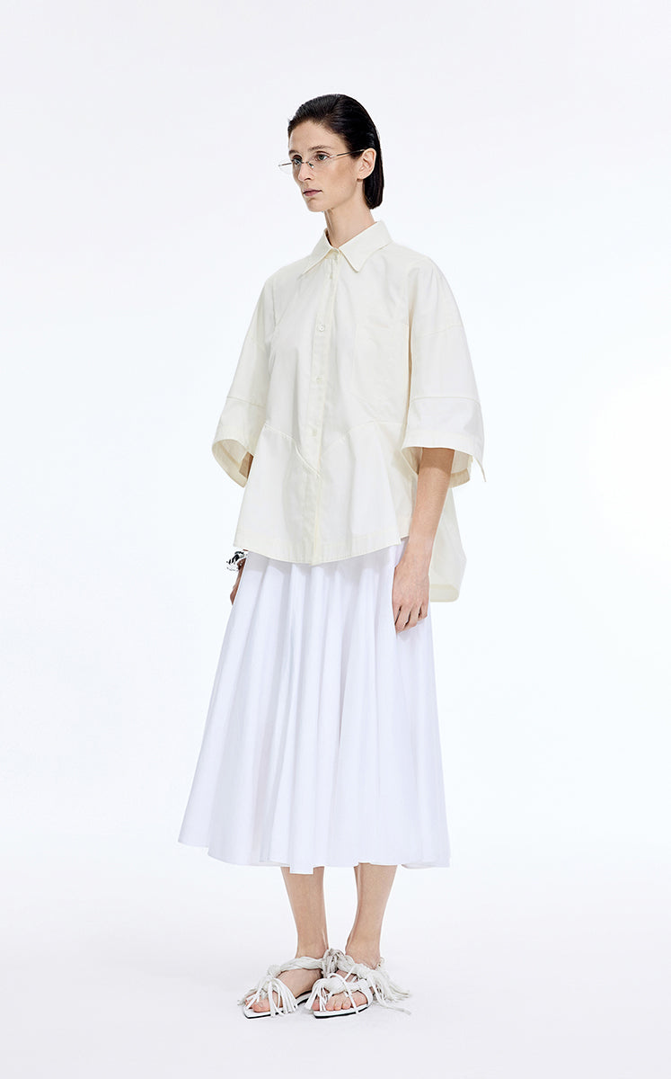 Shirt / JNBY Oversized Cutout Short Sleeve Cotton Shirt
