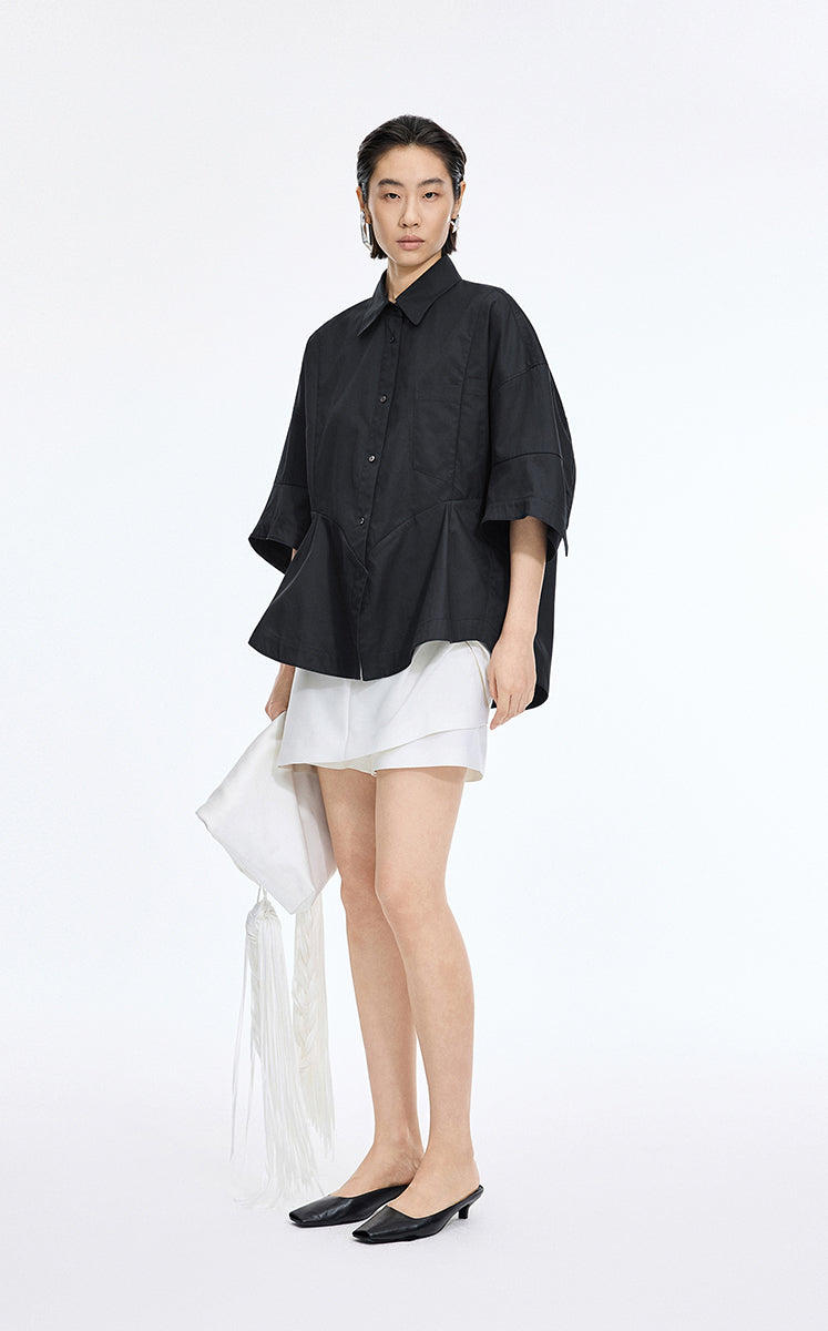 Shirt / JNBY Oversized Cutout Short Sleeve Cotton Shirt