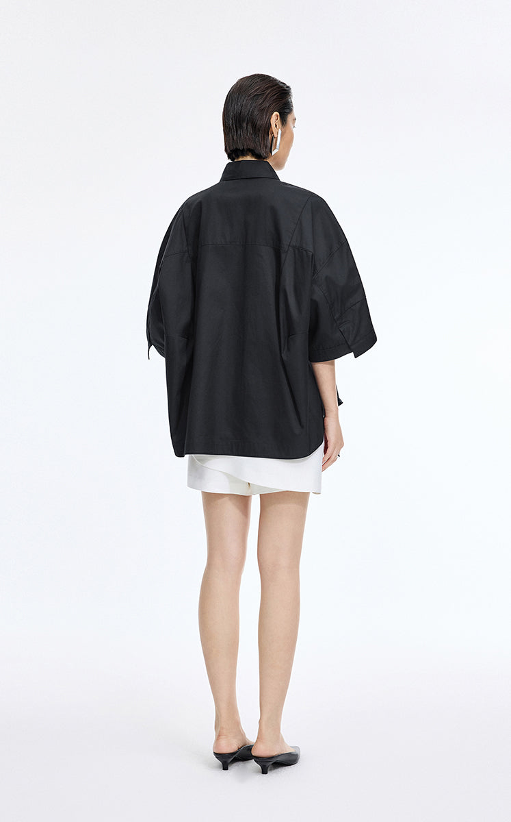 Shirt / JNBY Oversized Cutout Short Sleeve Cotton Shirt
