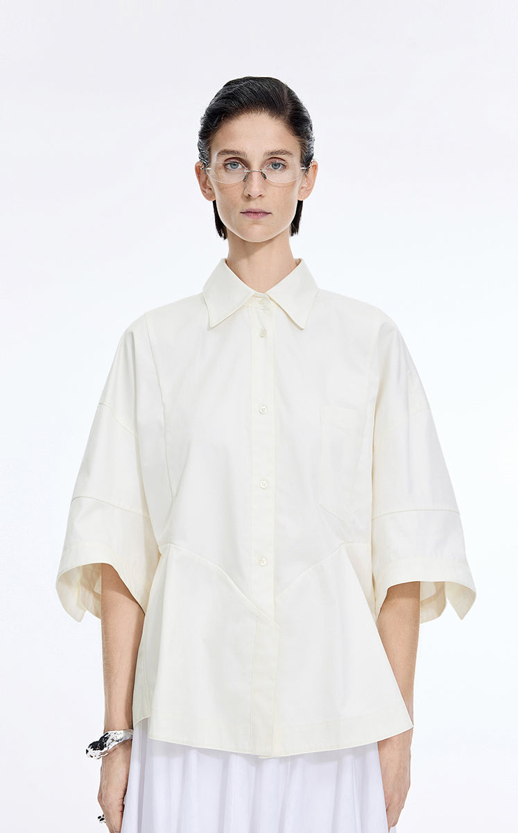 Shirt / JNBY Oversized Cutout Short Sleeve Cotton Shirt