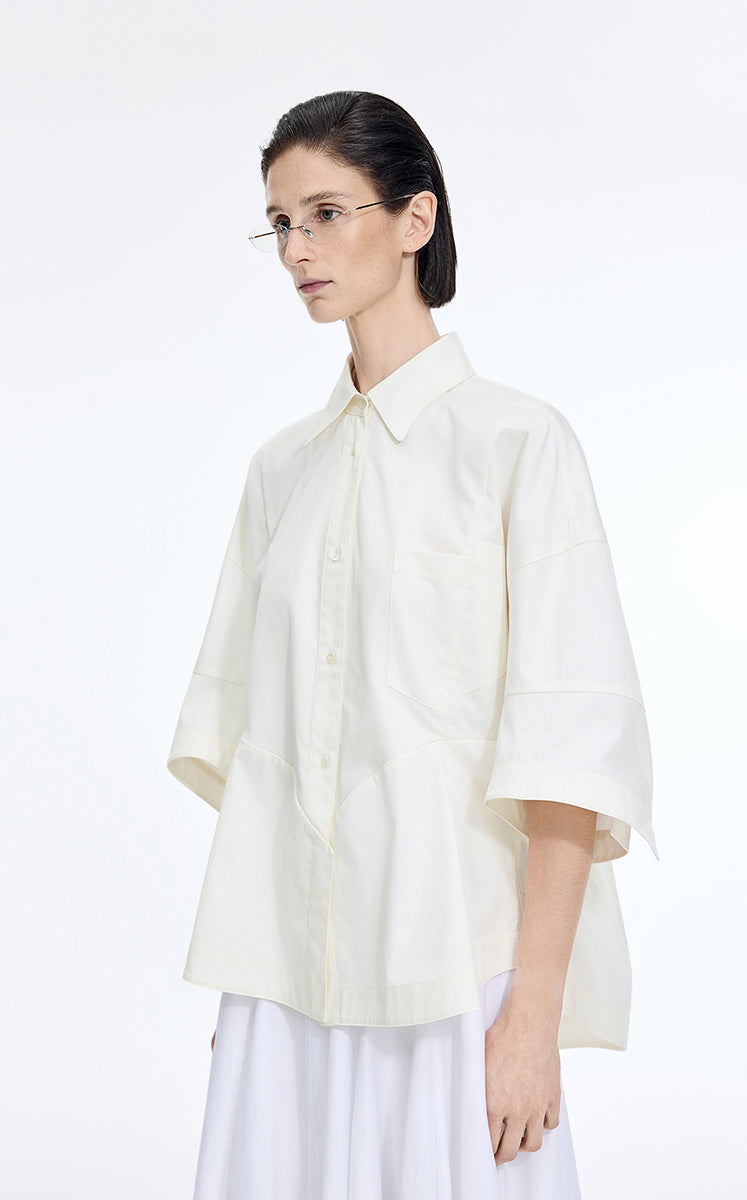 Shirt / JNBY Oversized Cutout Short Sleeve Cotton Shirt