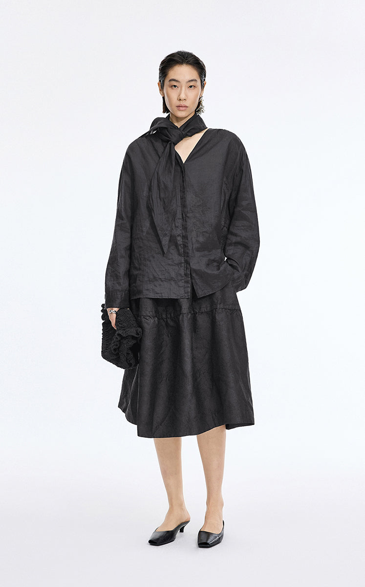 Shirt / JNBY Oversized Linen Long Sleeve Shirt Black