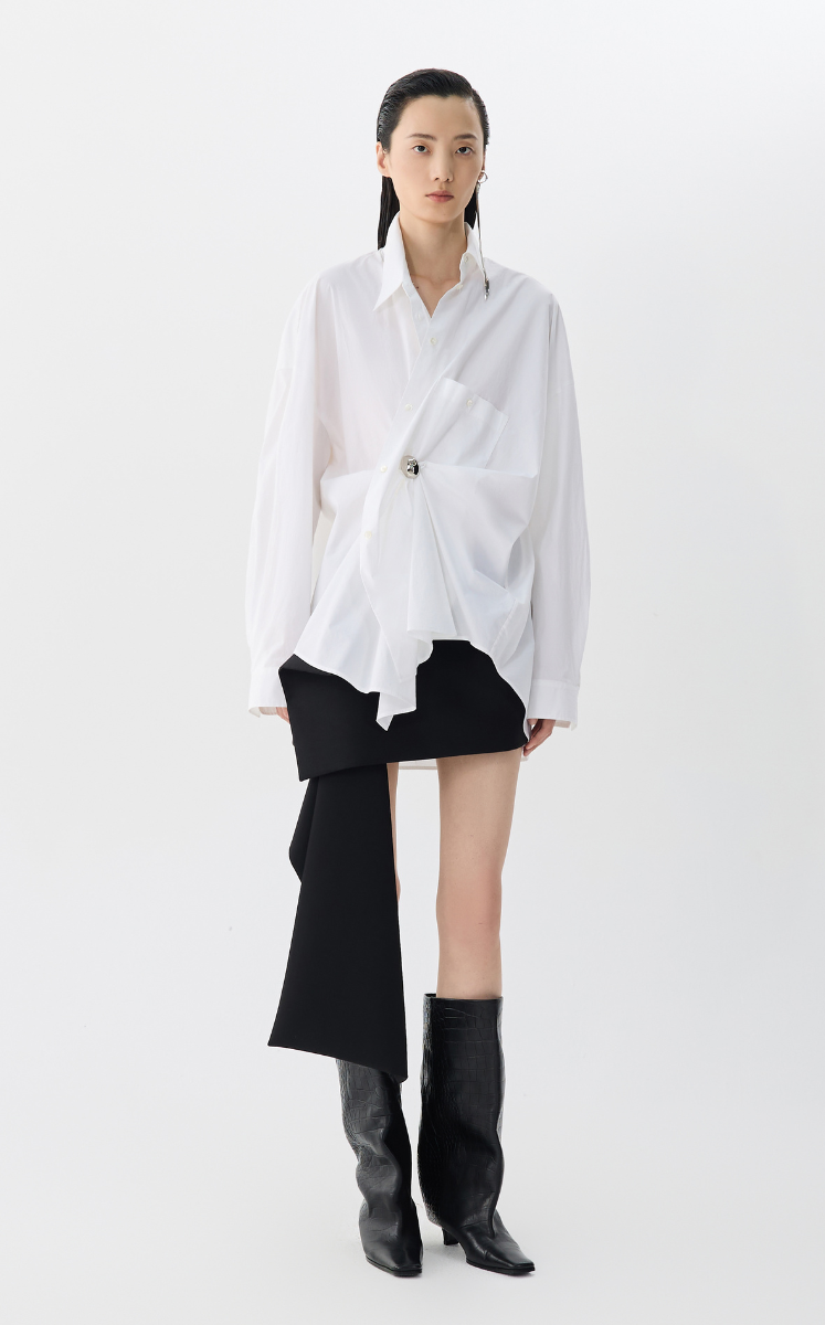 Shirt / JNBY Oversized Pleated Shirt White