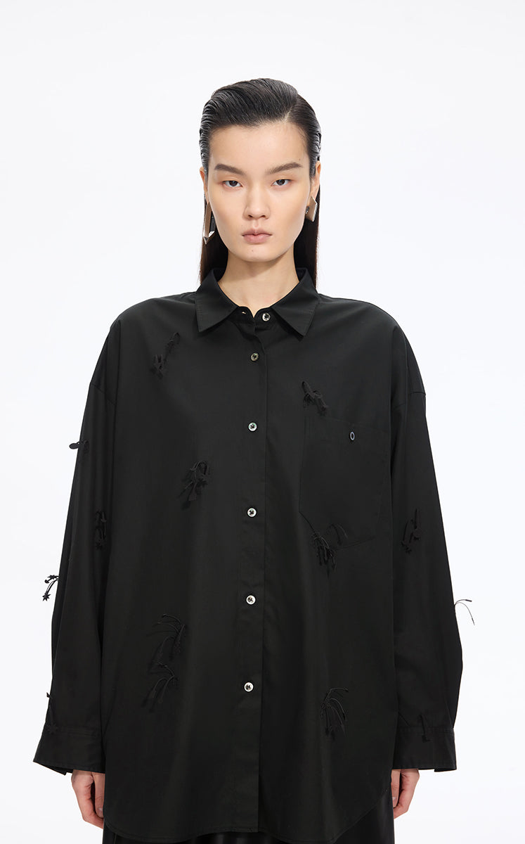 Shirt / JNBY Oversized Stripe Floral Shirt