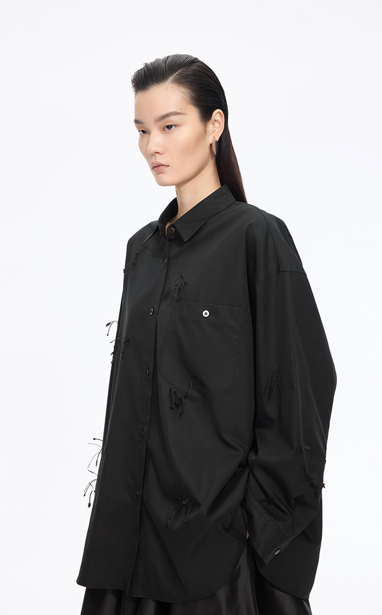 Shirt / JNBY Oversized Stripe Floral Shirt