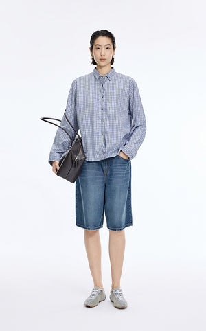 Shirt / JNBY Relaxed Modern Check Shirt Blue & White Check