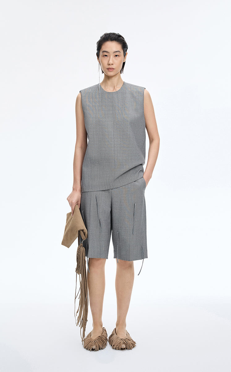 Shirt / JNBY Round Neck Sleeveless Zip-Back Top