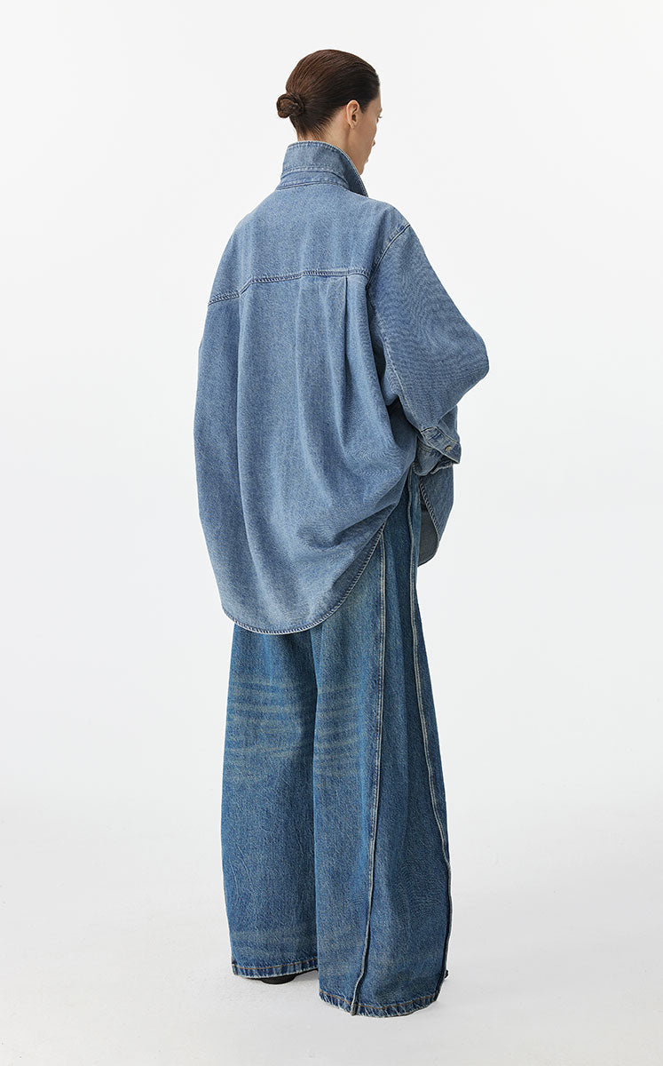 Shirt / JNBY Ruched Oversized Long-Sleeve Shirt