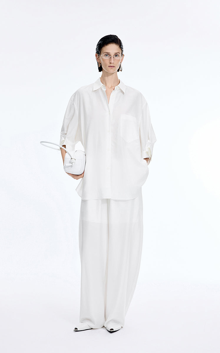 Shirt / JNBY Silk Cotton Oversized Short Sleeve Shirt Natural