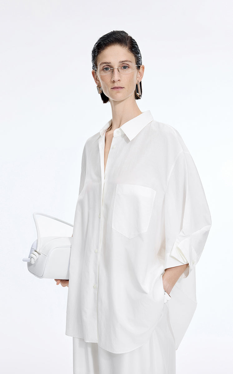 Shirt / JNBY Silk Cotton Oversized Short Sleeve Shirt