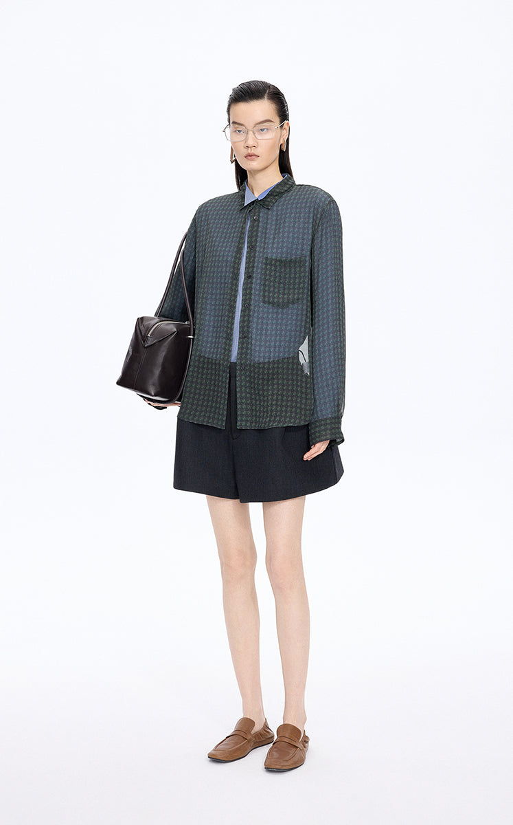 Shirt / JNBY Silk Mini Check Relaxed Shirt
