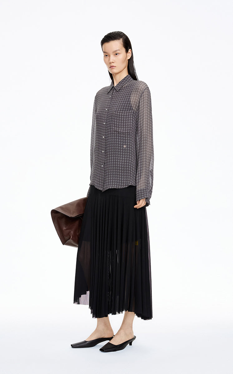 Shirt / JNBY Silk Mini Check Relaxed Shirt
