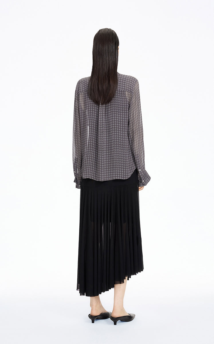 Shirt / JNBY Silk Mini Check Relaxed Shirt