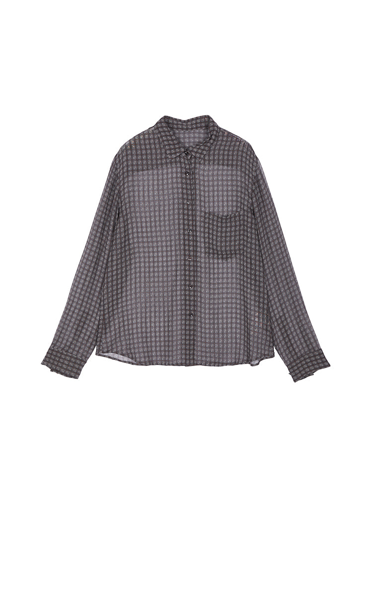 Shirt / JNBY Silk Mini Check Relaxed Shirt
