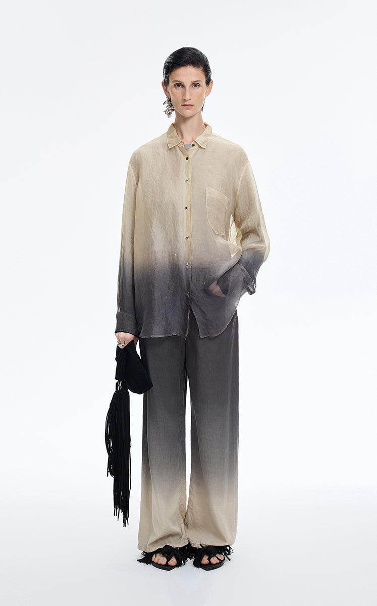 Shirt / JNBY Silk Organza Gradient Shirt Black Grey Tone