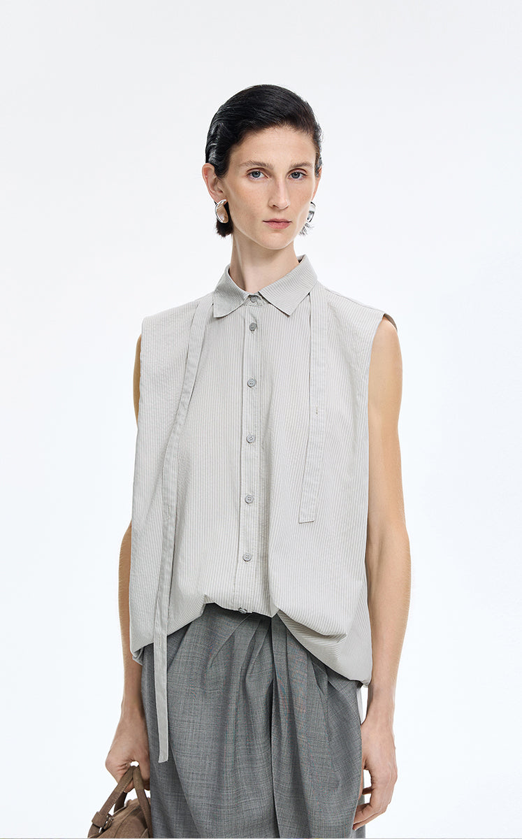 Shirt / JNBY Textured Modal Sleeveless Shirt Sage Green