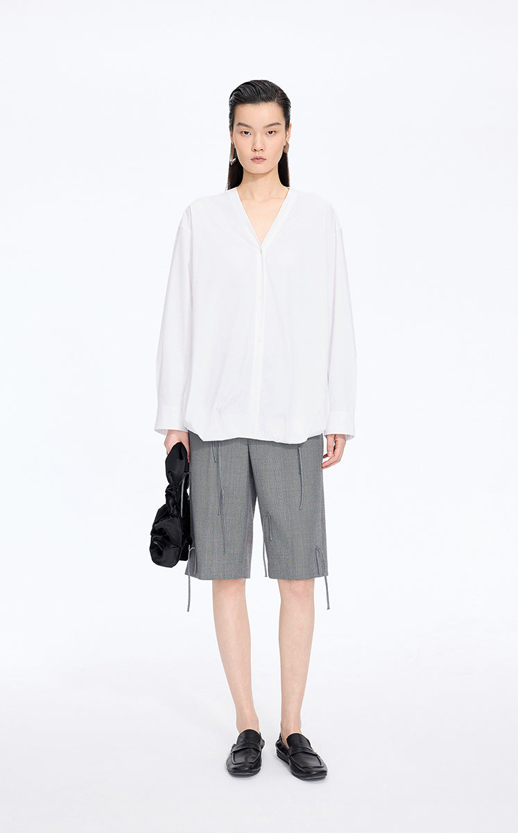 Shirt / JNBY V-Neck Poplin Oversized Shirt Ecru
