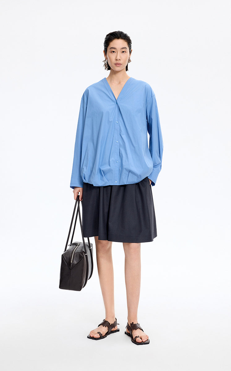 Shirt / JNBY V-Neck Poplin Oversized Shirt Light Blue