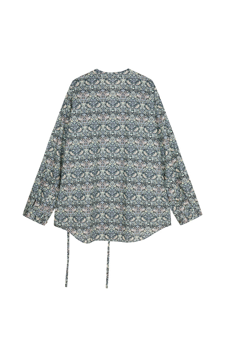 Shirt / JNBY V-neck Liberty Bird Print Cotton Shirt