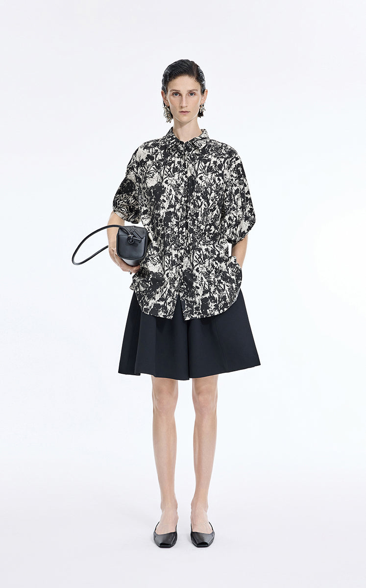 Shirt / JNBY Watercolor Garden Cotton Shirt Black & White