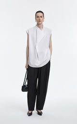 Shirt / JNBY Cotton Poplin Draped Sleeveless Oversize Top