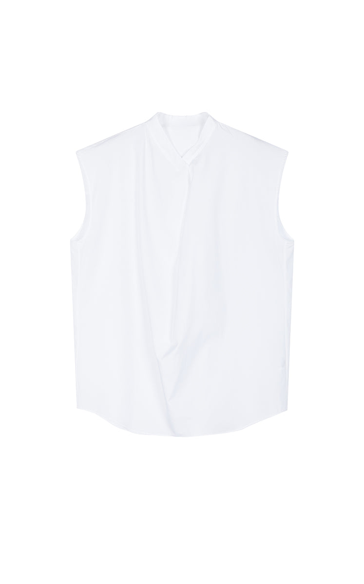 Shirt / JNBY Cotton Poplin Draped Sleeveless Oversize Top