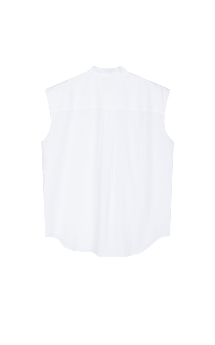 Shirt / JNBY Cotton Poplin Draped Sleeveless Oversize Top