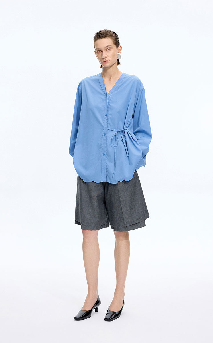Shirt / JNBY Cotton Poplin Embroidered Oversized Shirt Royal Blue