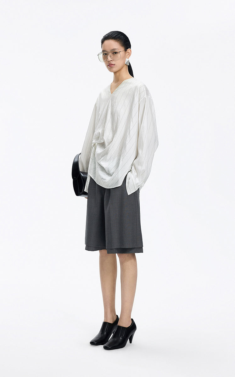 Shirt / JNBY Modal Blend Pleated Hem Oversized Shirt