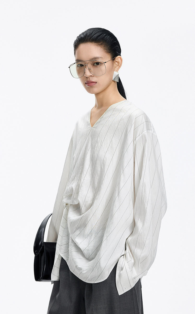 Shirt / JNBY Modal Blend Pleated Hem Oversized Shirt