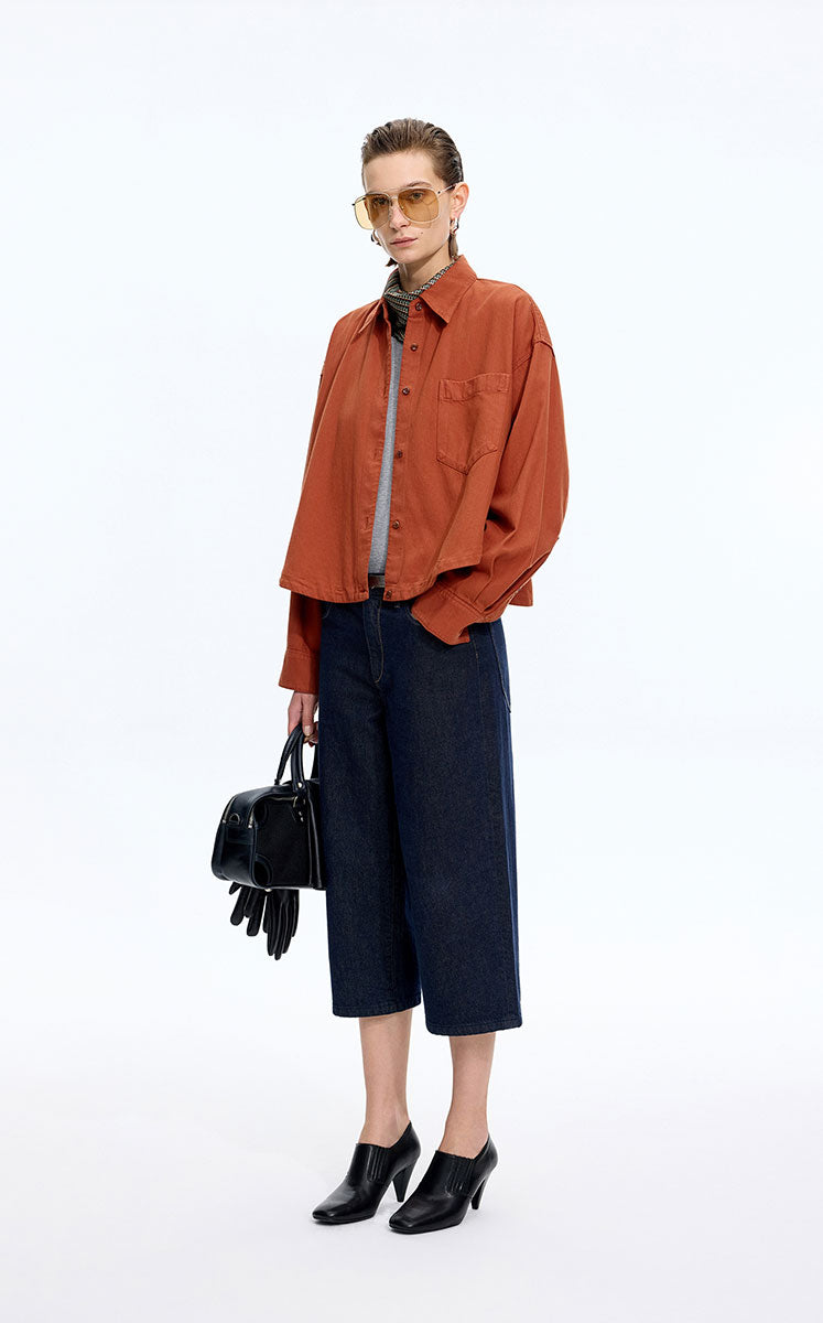 Shirt / JNBY Oversized Cotton Denim Long Sleeve Shirt