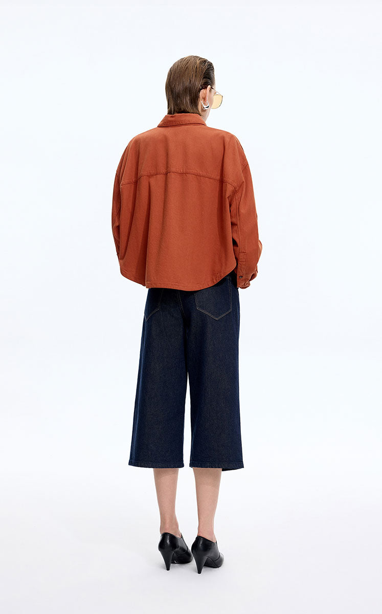 Shirt / JNBY Oversized Cotton Denim Long Sleeve Shirt
